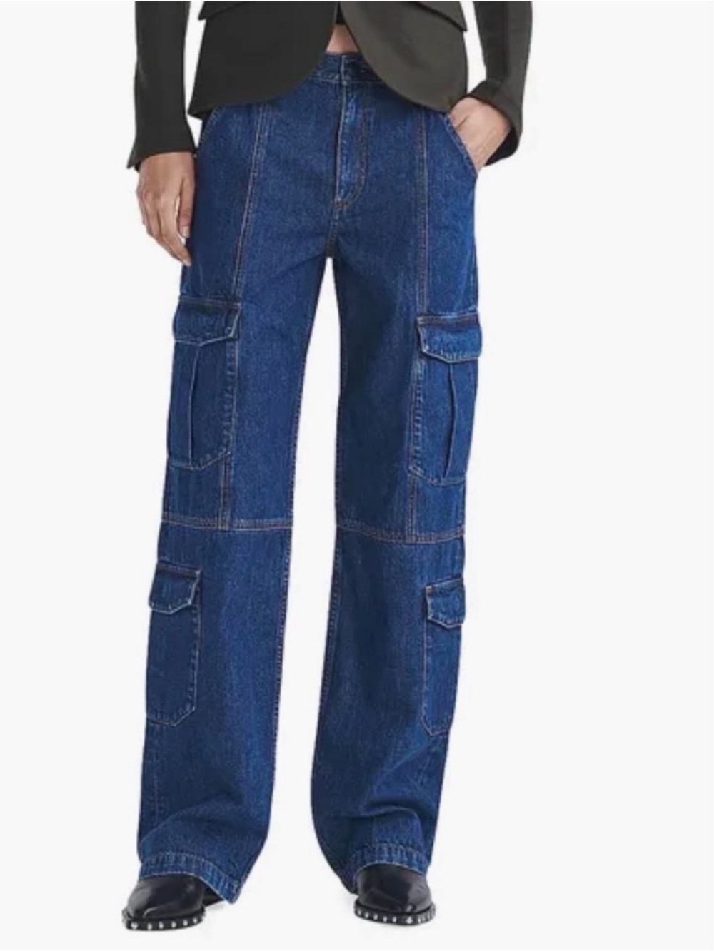 rag & bone women’s Dark Blue Cargo Denim Relaxed Jeans